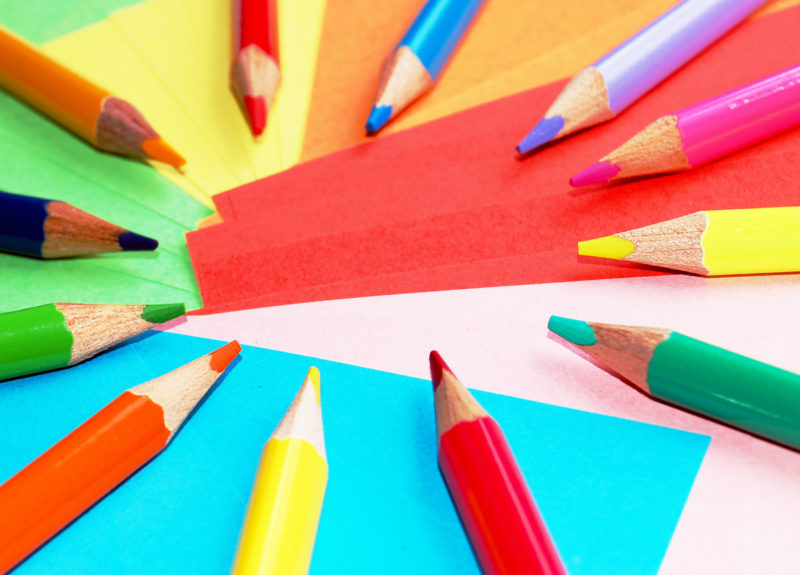 multi colored pencil crayons